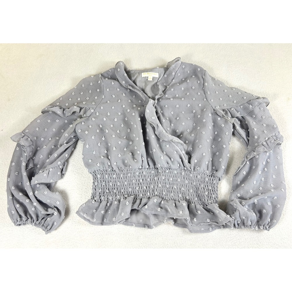 Chelsea & Violet Girls Ruffle Swiss Dot Top Women XL Grey Cottagecore CV440101